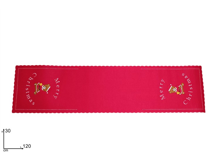 RUNNER FELTRO ORSET.MERRY XMAS ROSSO 120 - Natale > Tavola > Runner - Ingrosso B2B Magazzini Scatigna