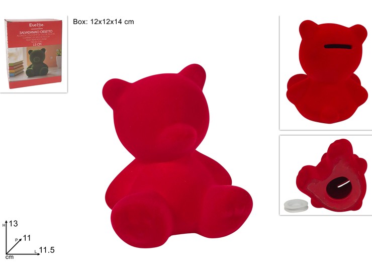 ORSETTO SALVADANAIO EFF.VELL.ROSSO Cm.13 - Preordine Natale > Gadget - Ingrosso B2B Magazzini Scatigna