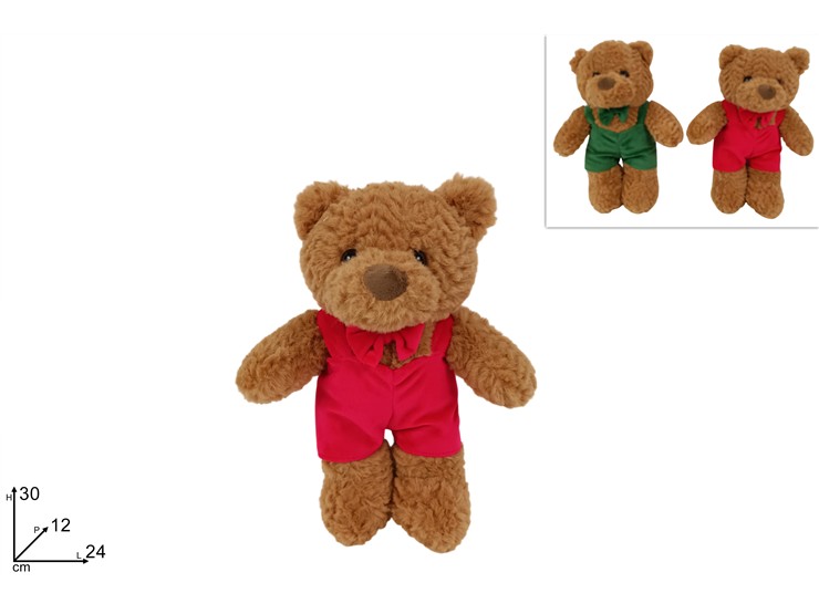 ORSETTO C/VESTITO 30cm 2col BEAR30CM - Preordine Natale > Peluches - Ingrosso B2B Magazzini Scatigna