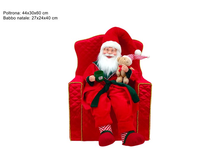 BABBO NATALE SU POLTRONA DUXSS262491 - Natale > Babbo Natale > Personaggi - Ingrosso B2B Magazzini Scatigna