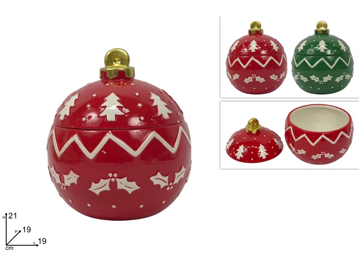 BARATTOLO PALLA DI NATALE 2ASS.T50821/R- - Natale > Tavola > Ceramica - Ingrosso B2B Magazzini Scatigna