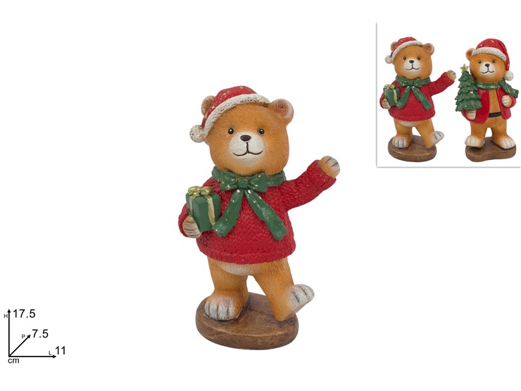 ORSETTO NATALIZIO Cm.17,5 2ASS.2592602/3 - Natale > Decorazioni Da Interno > Personaggi - Ingrosso B2B Magazzini Scatigna
