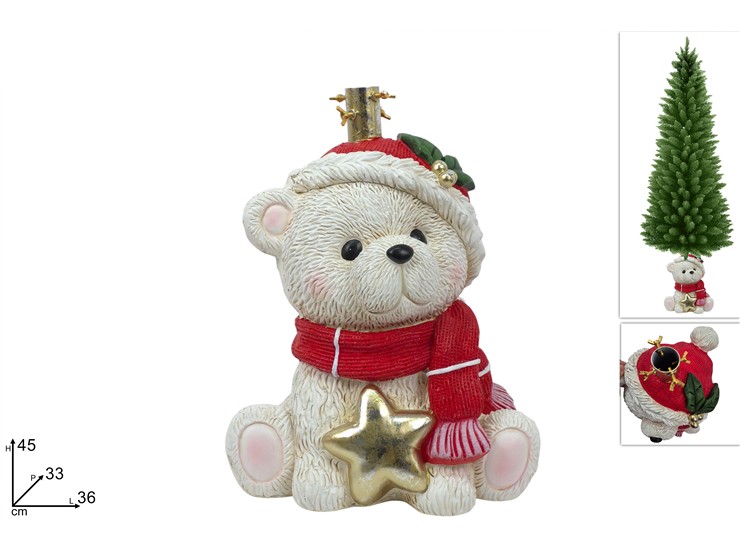 BASE ALBERO ORSETTO BIANCO C/STELLA 3013 - Natale > Alberi Accessori > Basi Soggetti - Ingrosso B2B Magazzini Scatigna
