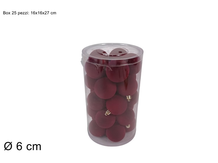 PALLINE EFFFLOCCBORD 6cm25pzBOX3A25E05/ - Preordine Natale > Addobbi Albero > Appendini - Ingrosso B2B Magazzini Scatigna