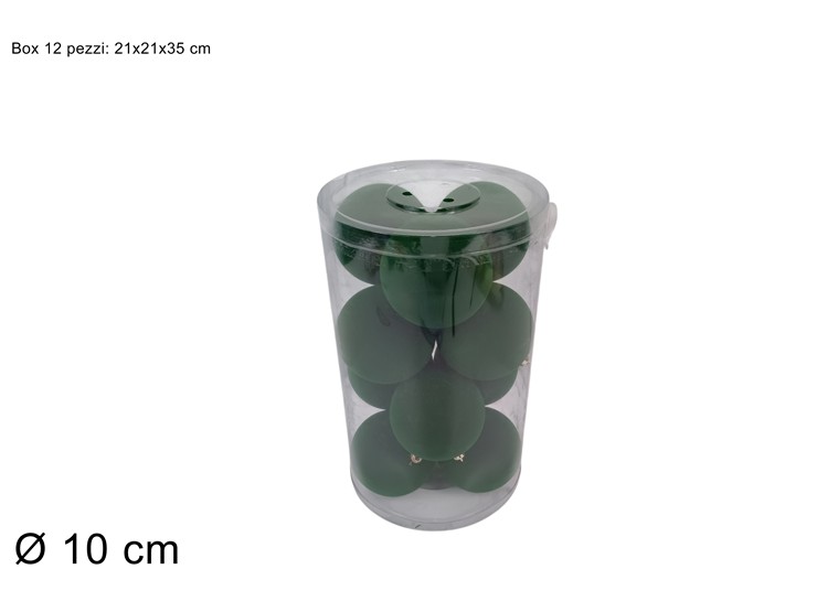 PALLINE FLOCC VERDE 10cm12pzBOX3A12E08/I - Preordine Natale > Addobbi Albero > Appendini - Ingrosso B2B Magazzini Scatigna