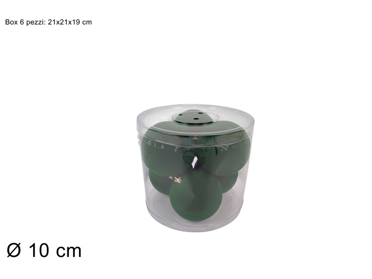 PALLINE 10cm 6pz EFF.FLOCC.VERDE 3A6E08/ - Natale > Sfere > Floccate Verdi - Ingrosso B2B Magazzini Scatigna