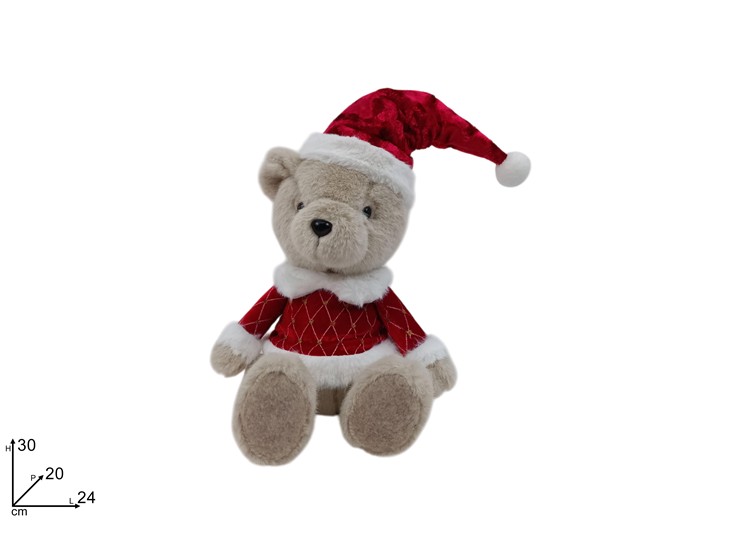 ORSO NATAL.SED.Cm.30 C/VEST.VELL.C/PELL. - Natale > Decorazioni Da Interno > Personaggi - Ingrosso B2B Magazzini Scatigna