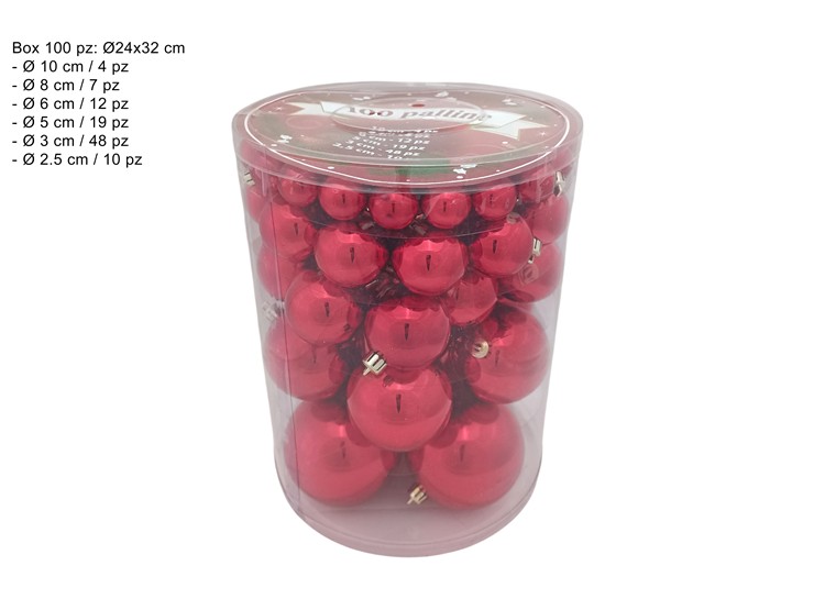 PALLINE ROSSE LUCIDE 6MIS.Pz.100 251121- - Natale > Sfere > Lucide - Ingrosso B2B Magazzini Scatigna