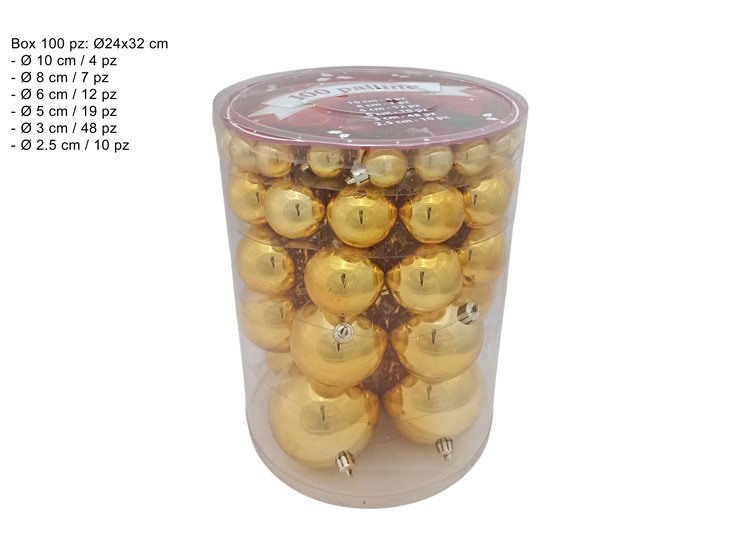 PALLINE ORO LUCIDE 6MIS.Pz.100 251121-2 - Natale > Sfere > Lucide - Ingrosso B2B Magazzini Scatigna