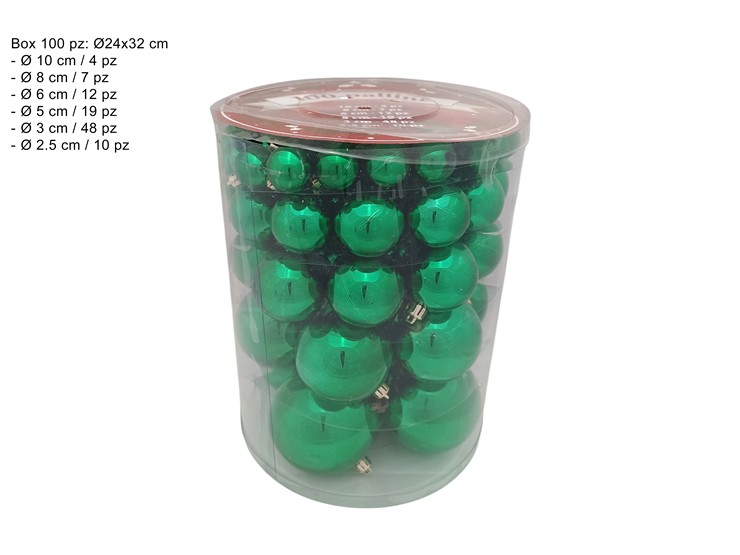 PALLINE VERDE LUCIDE 6MIS.Pz.100 251121- - Natale > Sfere > Lucide - Ingrosso B2B Magazzini Scatigna
