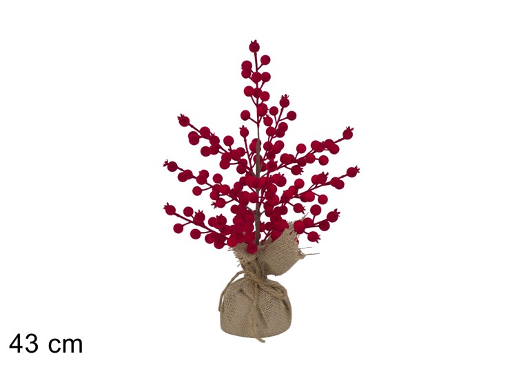 ALBERO Cm.43 BACCHE EFF.VELLUTO BORDEAUX - Natale > Decorazioni Da Interno > Piantine Arredo - Ingrosso B2B Magazzini Scatigna