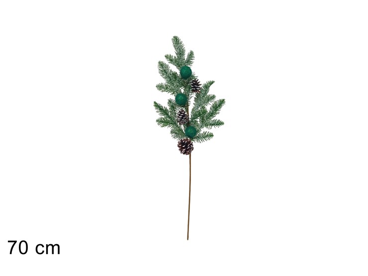 RAMO Cm.70 INNEV.C/PIGNE PALLE GLIT.VERD - Natale > Bacche E Fiori > Spilloni Bacche - Ingrosso B2B Magazzini Scatigna