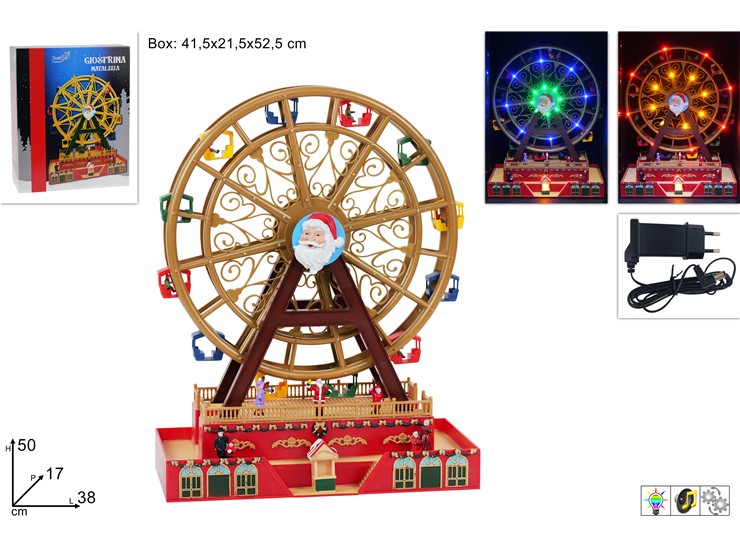 GIOSTRINA RUOTA PANOR.MOV.MUS.LUCE 25051 - Natale > Giostrine > Con Trasformatore - Ingrosso B2B Magazzini Scatigna