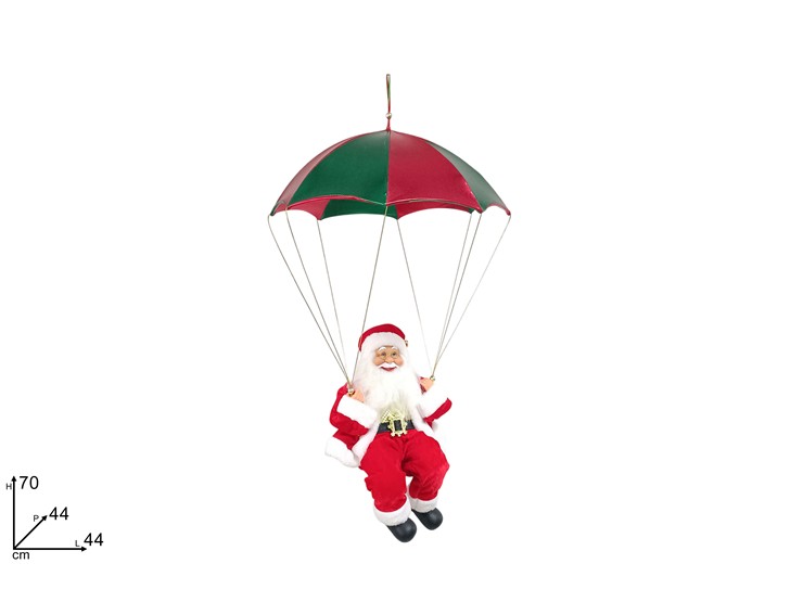 BABBO NATALE C/PARACAD ROS/VER 70cmDY260 - Preordine Natale > Babbo Natale Grande Formato - Ingrosso B2B Magazzini Scatigna