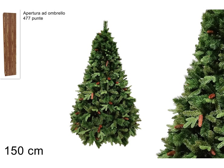 ALBERO IN PVC C/PIGNE Cm.150 477P.NBUT-5 - Natale > Alberi > Verdi - Ingrosso B2B Magazzini Scatigna