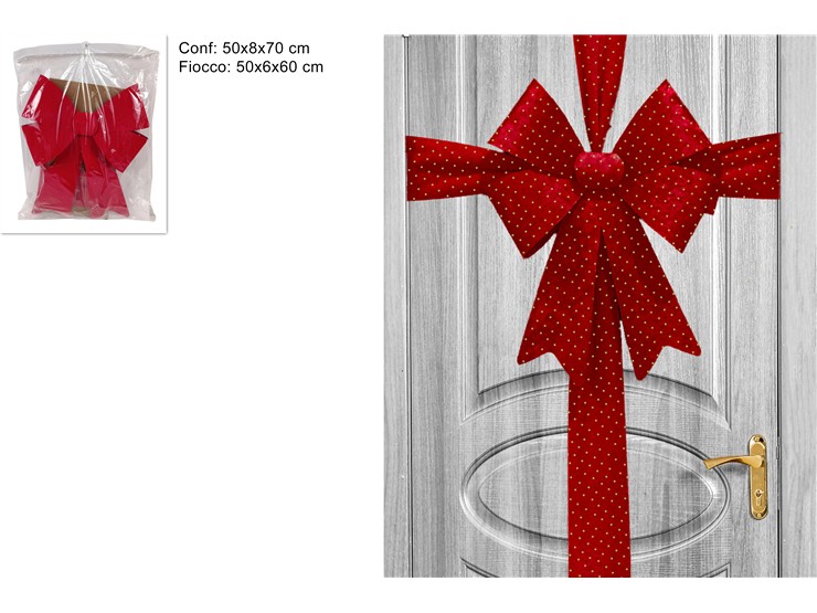 FIOCCO PER PORTA INGRES EFFVELLROSC/APPL - Preordine Natale > Fiocchi > Fiocchi Porta - Ingrosso B2B Magazzini Scatigna