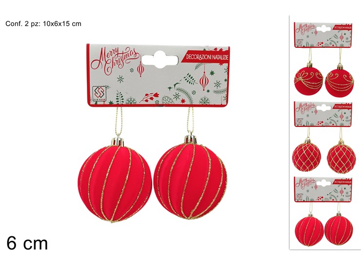 PALLA EFF VEL ROSC/GLIT 6cm3asZLD556A2QL - Preordine Natale > Addobbi Albero > Appendini - Ingrosso B2B Magazzini Scatigna