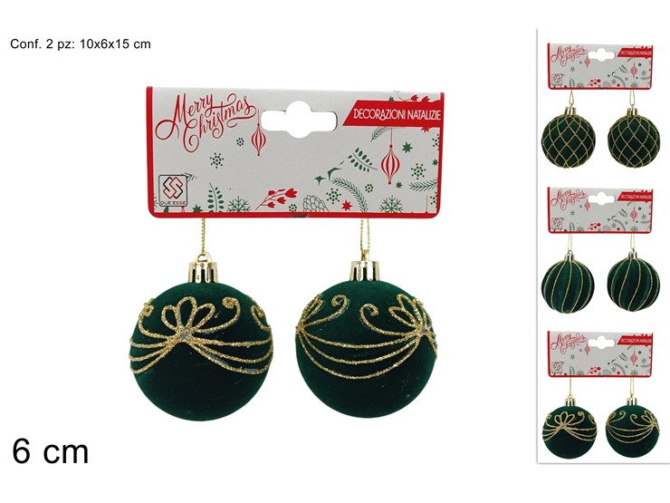 PALLA EFFVELVERDEC/GLITTER6cm8pz3assZLD5 - Preordine Natale > Addobbi Albero > Appendini - Ingrosso B2B Magazzini Scatigna
