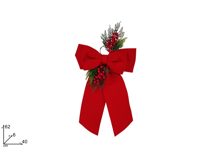 DOPPIO FIOCCO EFF.VELL.ROSSO C/RAM.4062 - Natale > Fiocchi > Rossi - Ingrosso B2B Magazzini Scatigna