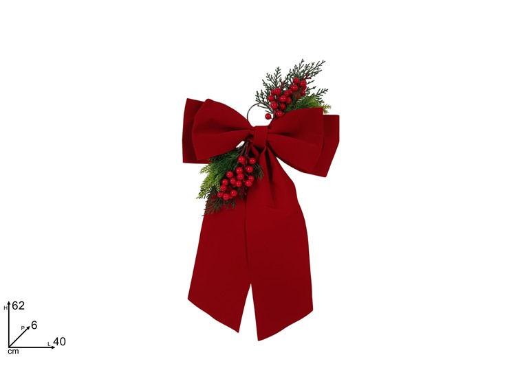 DOPPIO FIOCCO EFF.VELL.BORD.C/RAM.4062 - Natale > Fiocchi > Rossi - Ingrosso B2B Magazzini Scatigna