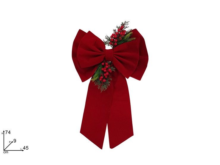 DOPPIO FIOCCO EFF.VELL.BORD.C/RAM.4574 - Natale > Fiocchi > Rossi - Ingrosso B2B Magazzini Scatigna