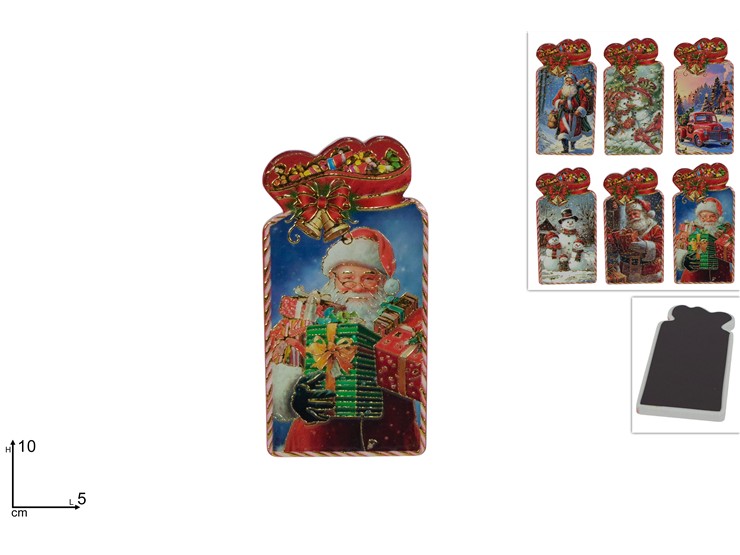 MAGNETE REGALO SOGG.NATAL.C/RILIEVI 6ASS - Natale > Calamite - Ingrosso B2B Magazzini Scatigna
