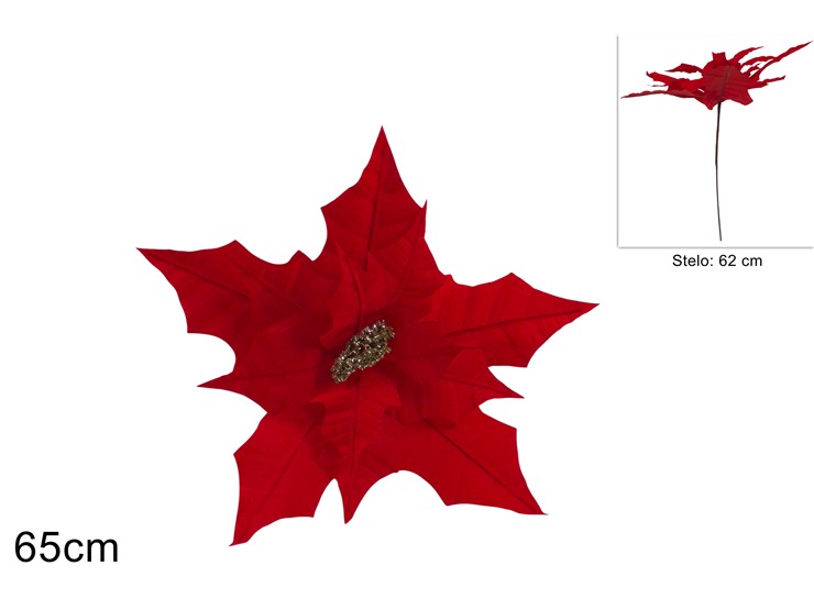 STELO STELLA DI NATALE Cm.65 XY25-854 - Natale > Bacche E Fiori > Spilloni Fiori - Ingrosso B2B Magazzini Scatigna