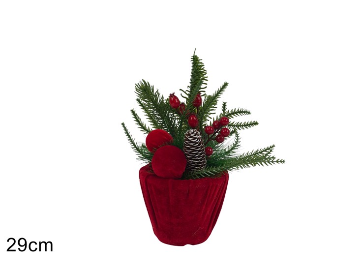 PIANTA BACCHE PIGNE E PALLE EFF.VELL.629 - Natale > Casa Arredo > Piante - Ingrosso B2B Magazzini Scatigna