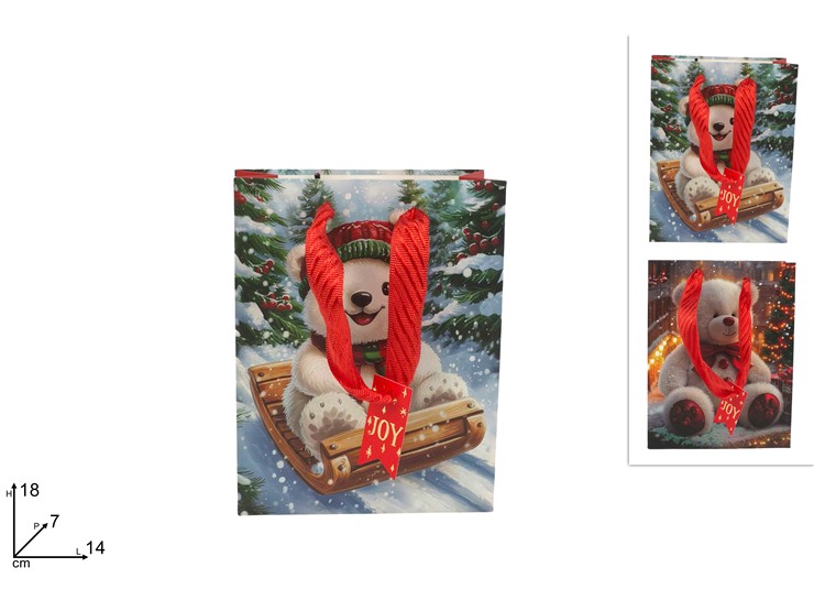 BUSTA REG.ORSETTO NATAL.2ASS.18147 49 - Natale > Confezionamento > Buste Regalo - Ingrosso B2B Magazzini Scatigna
