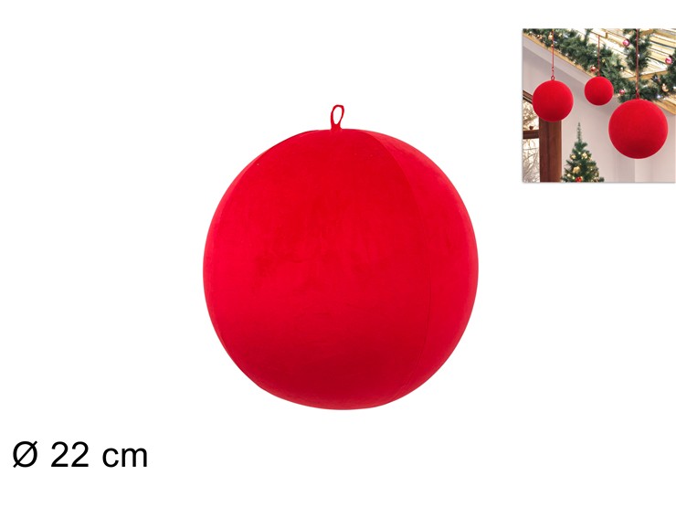 PALLA NATAL.GONF.Cm.22 EFF.VELL.ROSSA 08 - Natale > Sfere > Floccate Zgrandi - Ingrosso B2B Magazzini Scatigna