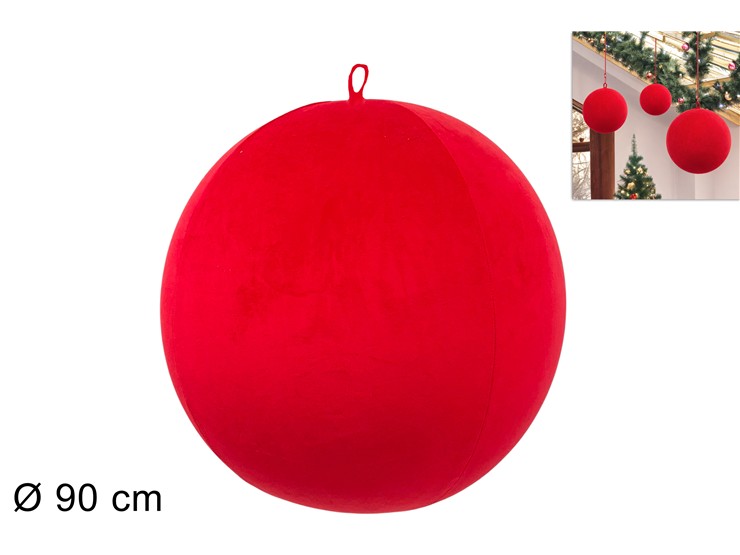 PALLA NATAL.GONF.Cm.90 EFF.VELL.ROSSA 08 - Natale > Sfere > Floccate Zgrandi - Ingrosso B2B Magazzini Scatigna