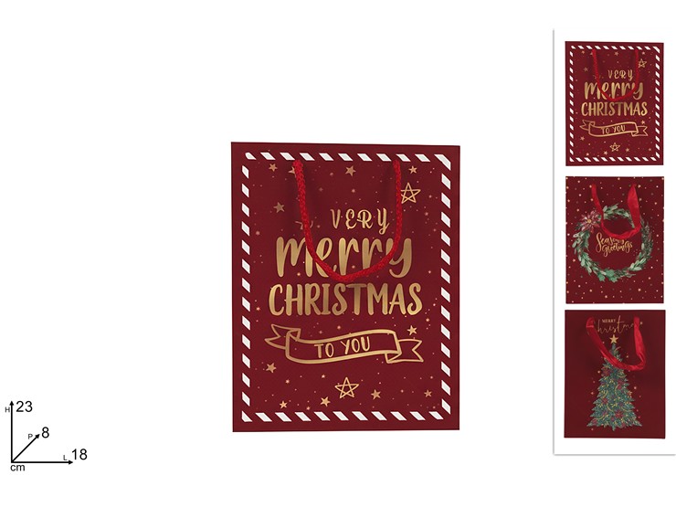 BUSTA REG.EFF.VELL.BORDEAUX 23188 26-X - Natale > Confezionamento > Buste Regalo - Ingrosso B2B Magazzini Scatigna