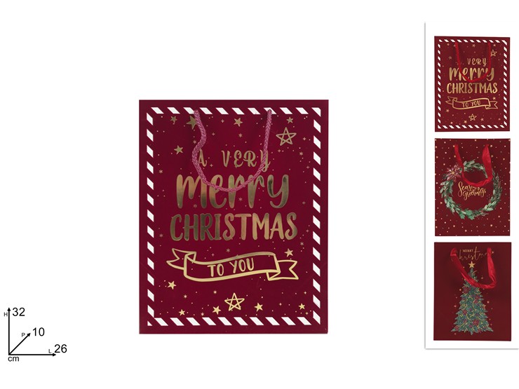 BUSTA REG.EFF.VELL.BORDEAUX 322610 26 - Natale > Confezionamento > Buste Regalo - Ingrosso B2B Magazzini Scatigna