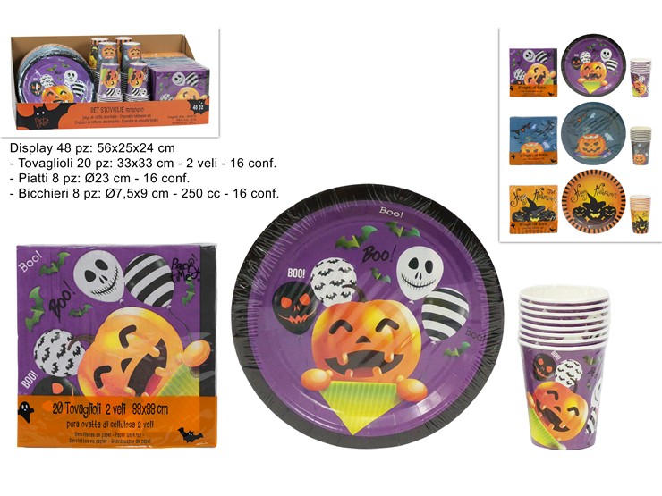 PIATTI/TOVAGLIOLI/BICCHIERI DEC.HALLOWEE - Halloween > Tavola - Ingrosso B2B Magazzini Scatigna