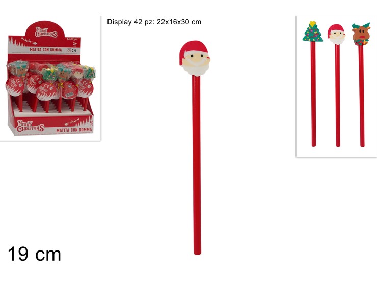 MATITA C/GOMMA SOGG.NATAL.3ASS.DISPLAY - Natale > Gadget E Idee Regalo - Ingrosso B2B Magazzini Scatigna