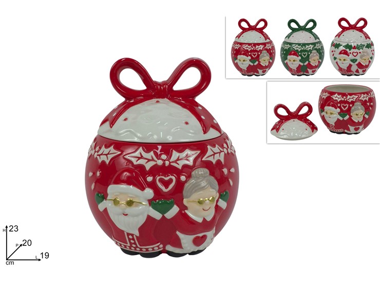 BARATTOLO PALLA CER.BABBO/NONNA NAT.2602 - Natale > Tavola > Ceramica - Ingrosso B2B Magazzini Scatigna