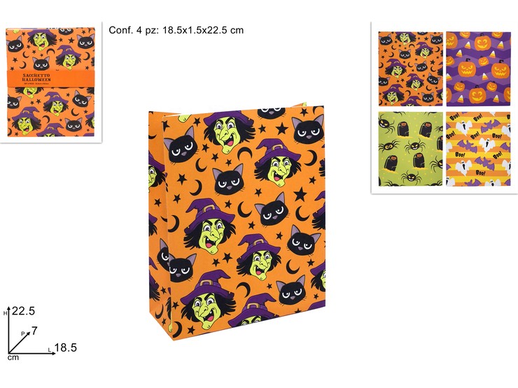 SACCHETTO HALLOWEEN Cm.22187 Pz.4 26H1 - Halloween > Decorazioni > Decorazioni Varie - Ingrosso B2B Magazzini Scatigna