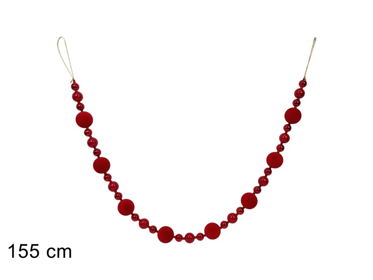 GHIRLANDA PALLINE 155cm ROSSO JNP26183-6 - Preordine Natale > Dietroporta E Ghirlande > Ghirlande - Ingrosso B2B Magazzini Scatigna