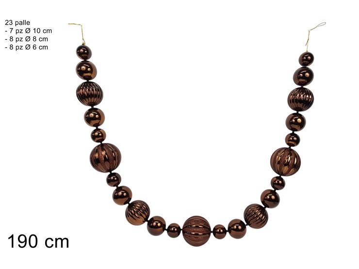 GHIRLANDA PALLINE MARRONE 190cm JNP26184 - Natale > Ghirlande E Fili > Ghirlande Verticali - Ingrosso B2B Magazzini Scatigna