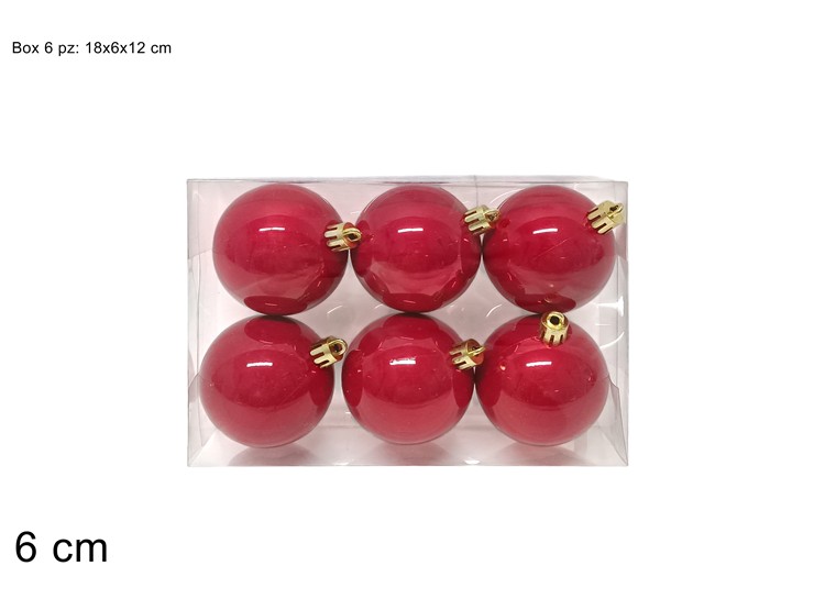 PALLE ROSSE PERLATE Cm.6 Pz.6 JNP2678-1/ - Natale > Sfere > Lucide - Ingrosso B2B Magazzini Scatigna