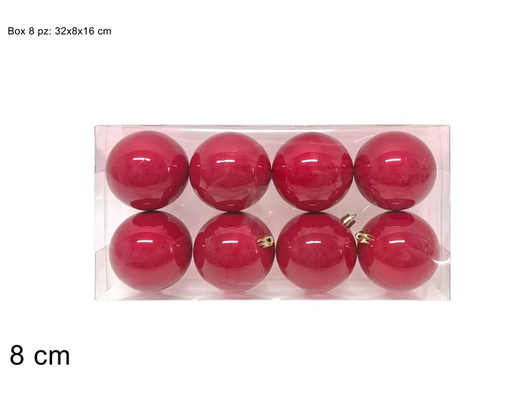 PALLE ROSSE PERLATE Cm.8 Pz.8 JNP2694-1R - Natale > Sfere > Lucide - Ingrosso B2B Magazzini Scatigna