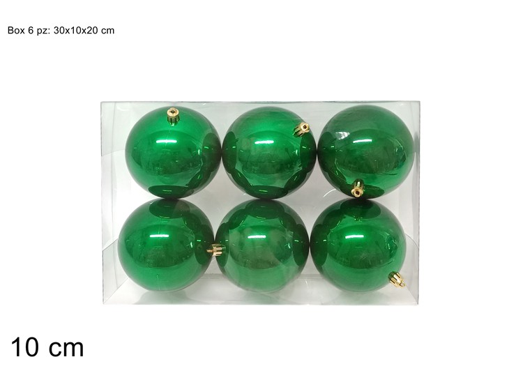 PALLE VERDE PERLATE Cm.10 Pz.6 JNP26102- - Natale > Sfere > Lucide - Ingrosso B2B Magazzini Scatigna