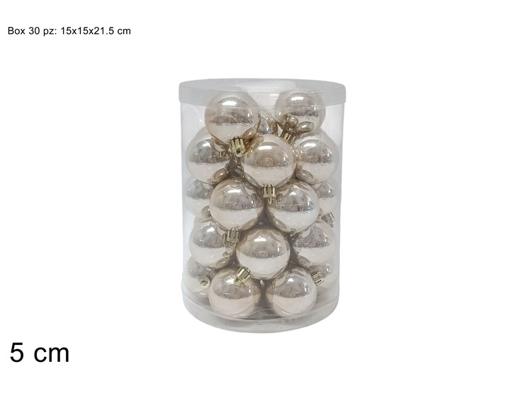 PALLE CHAMPAGNE PERLATE Cm.5 Pz.30 26128 - Natale > Sfere > Lucide - Ingrosso B2B Magazzini Scatigna