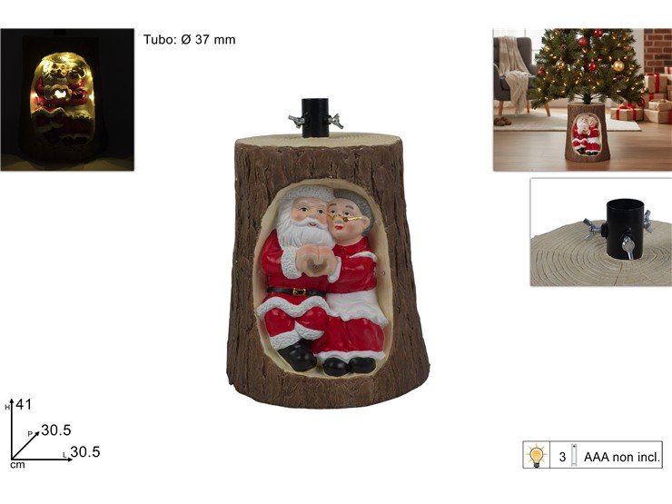 BASE ALBERO TRONCO BABBO/MAMMA NAT.Cm.41 - Natale > Alberi Accessori > Basi Soggetti Luminosi - Ingrosso B2B Magazzini Scatigna