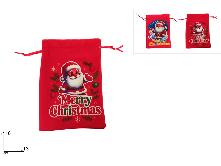 SACCHETTO BABBO NATALE 1318 XY26X-A2 - Natale > Confezionamento > Sacchetti E Sacchi - Ingrosso B2B Magazzini Scatigna