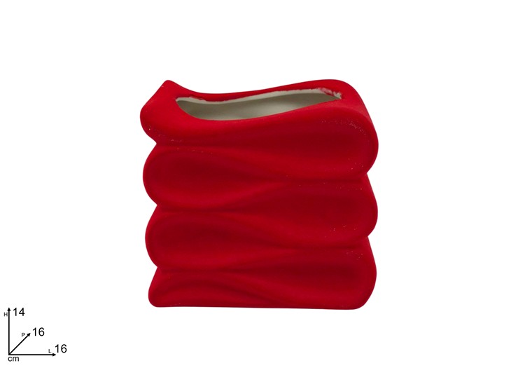 VASO CERAMICA EFF.FLOCCATO ROSSO 98962-3 - Natale > Casa Arredo > Vasi - Ingrosso B2B Magazzini Scatigna