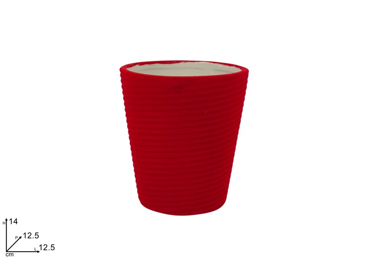 VASO CERAMICA EFF.FLOCCATO ROSSO 98966-3 - Natale > Casa Arredo > Vasi - Ingrosso B2B Magazzini Scatigna