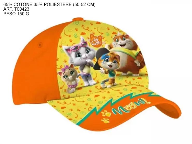 IT'S SUM.KIDS CAPPEL.44 GATT.MULT.T00423 - Summer > Borse E Accessori Da Spiaggia > Cappelli - Ingrosso B2B Magazzini Scatigna