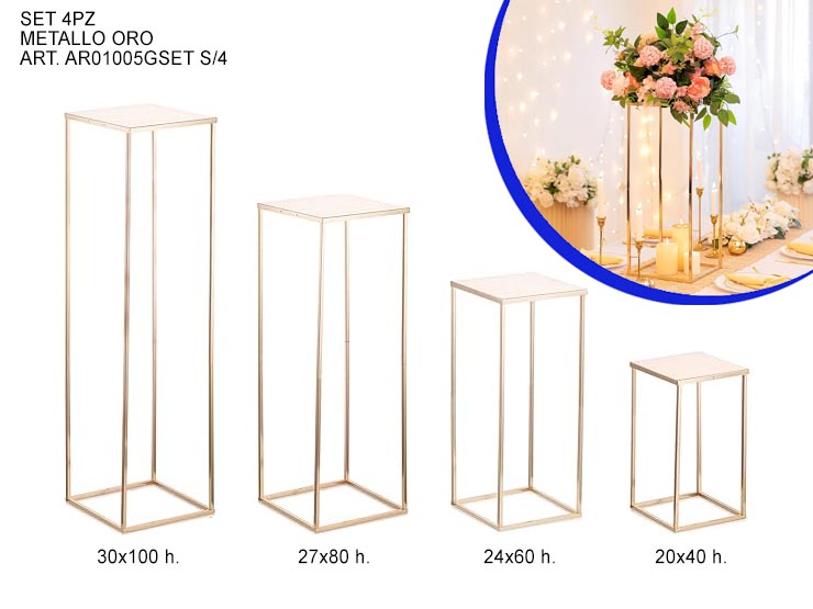 ALZATA C/APPOGGIO ORO S/4 AR01005GSET - Eventi > Matrimonio > Strutture Allestimenti - Ingrosso B2B Magazzini Scatigna