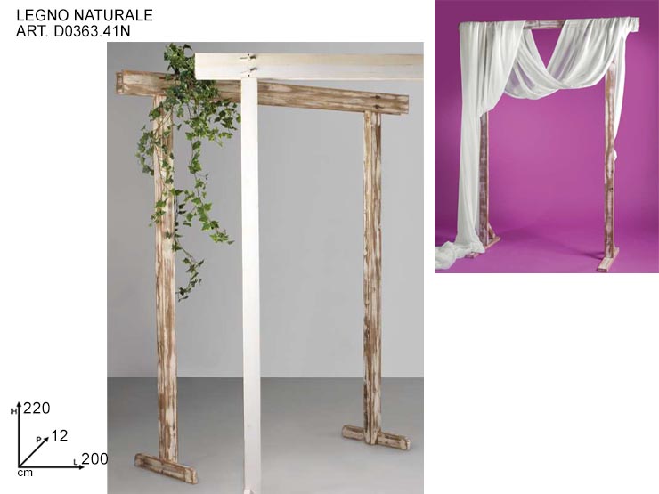 ARCO LEGNO NATURALE 200X12H220 BASE60CM - Eventi > Matrimonio > Strutture Allestimenti - Ingrosso B2B Magazzini Scatigna